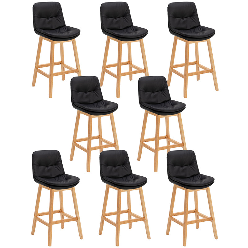 Contemporary Solid Wood Legs Faux Leather Counter Stools with Footrest