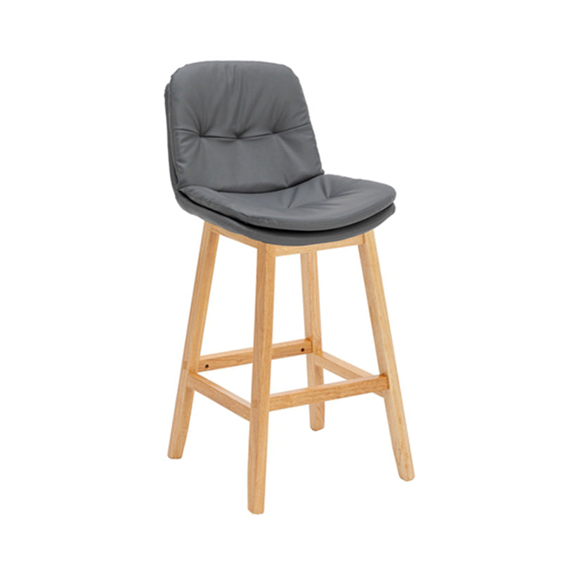 Contemporary Solid Wood Legs Faux Leather Counter Stools with Footrest
