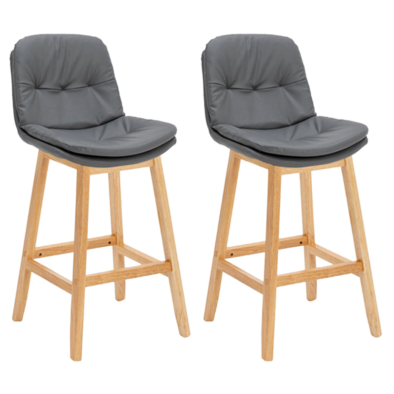 Contemporary Solid Wood Legs Faux Leather Counter Stools with Footrest