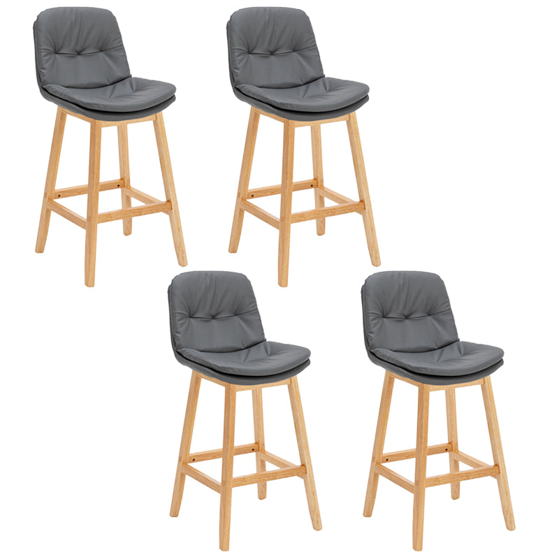 Contemporary Solid Wood Legs Faux Leather Counter Stools with Footrest