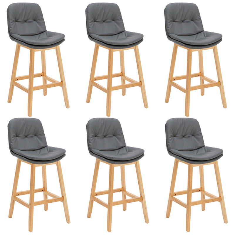 Contemporary Solid Wood Legs Faux Leather Counter Stools with Footrest