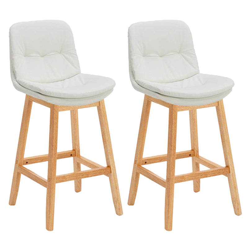 Contemporary Solid Wood Legs Faux Leather Counter Stools with Footrest