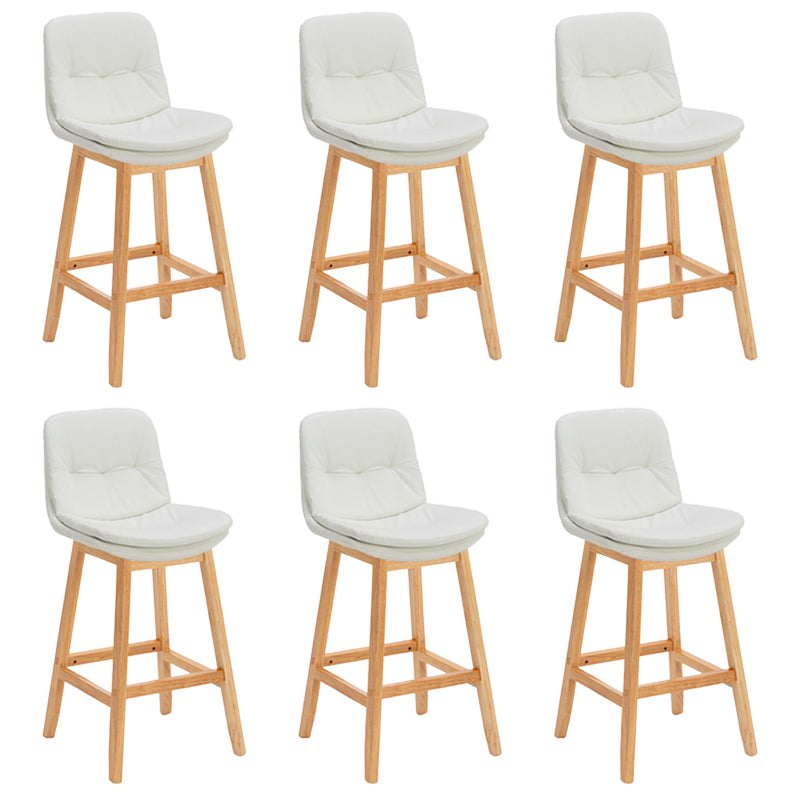 Contemporary Solid Wood Legs Faux Leather Counter Stools with Footrest