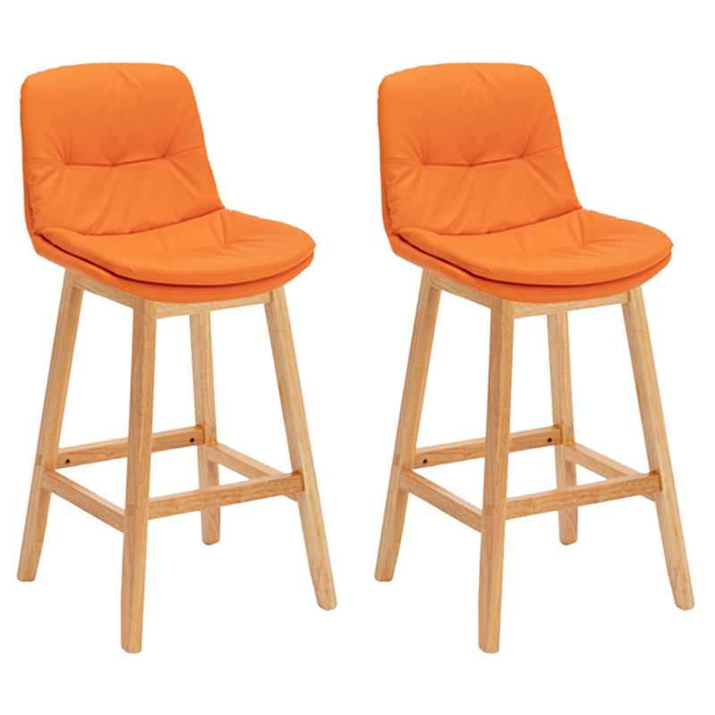 Contemporary Solid Wood Legs Faux Leather Counter Stools with Footrest