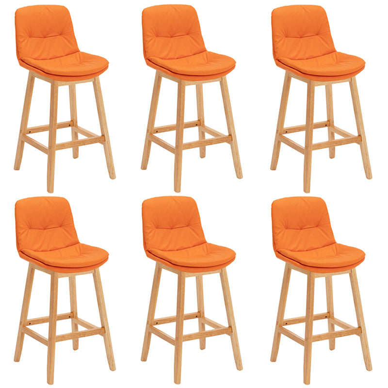 Contemporary Solid Wood Legs Faux Leather Counter Stools with Footrest
