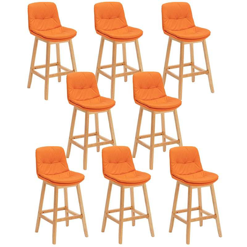 Contemporary Solid Wood Legs Faux Leather Counter Stools with Footrest