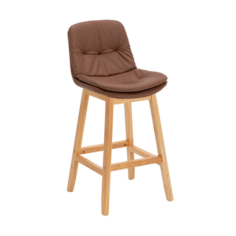 Contemporary Solid Wood Legs Faux Leather Counter Stools with Footrest
