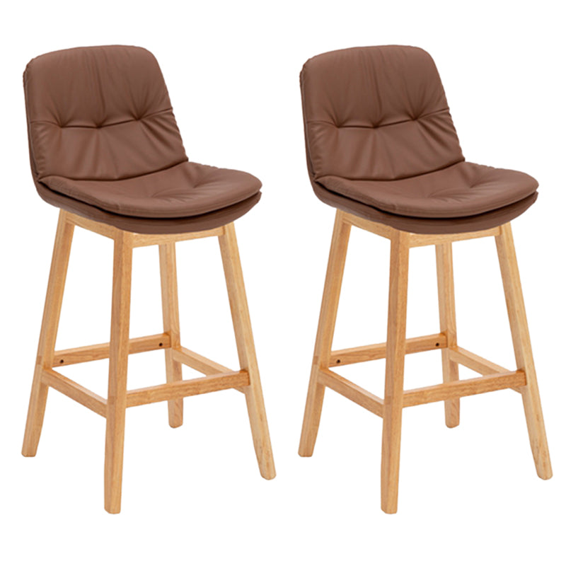 Contemporary Solid Wood Legs Faux Leather Counter Stools with Footrest