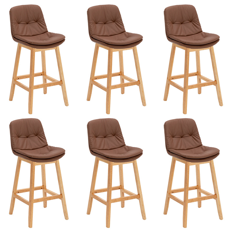 Contemporary Solid Wood Legs Faux Leather Counter Stools with Footrest