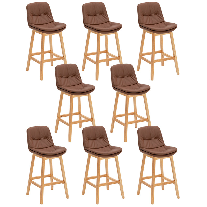 Contemporary Solid Wood Legs Faux Leather Counter Stools with Footrest