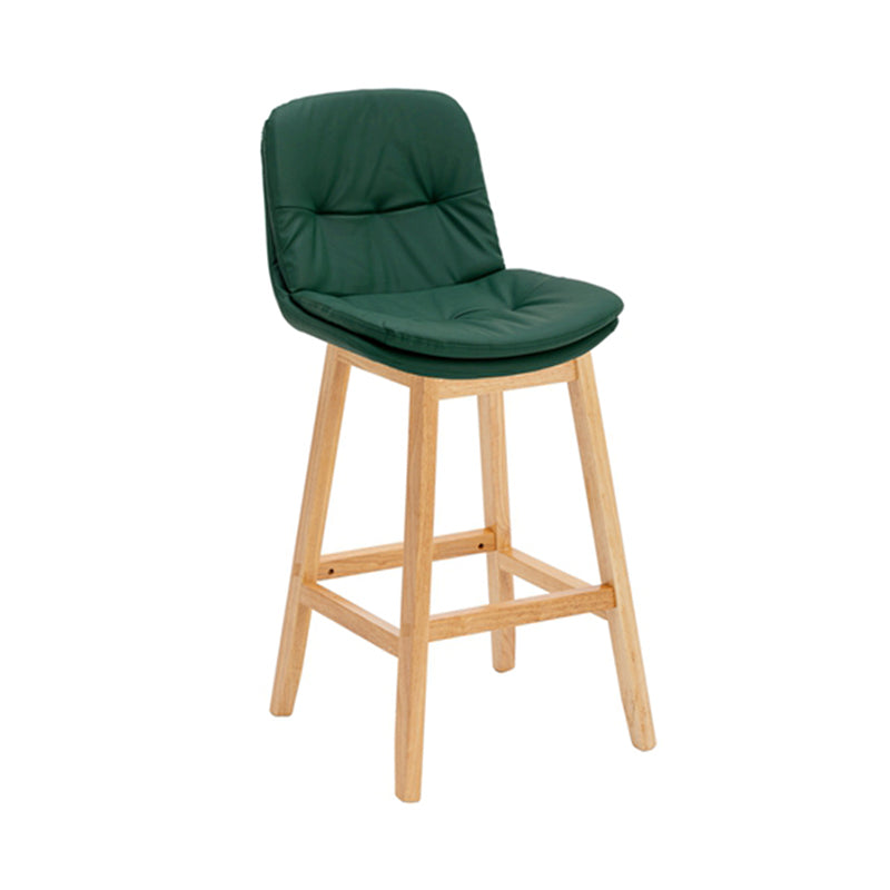 Contemporary Solid Wood Legs Faux Leather Counter Stools with Footrest