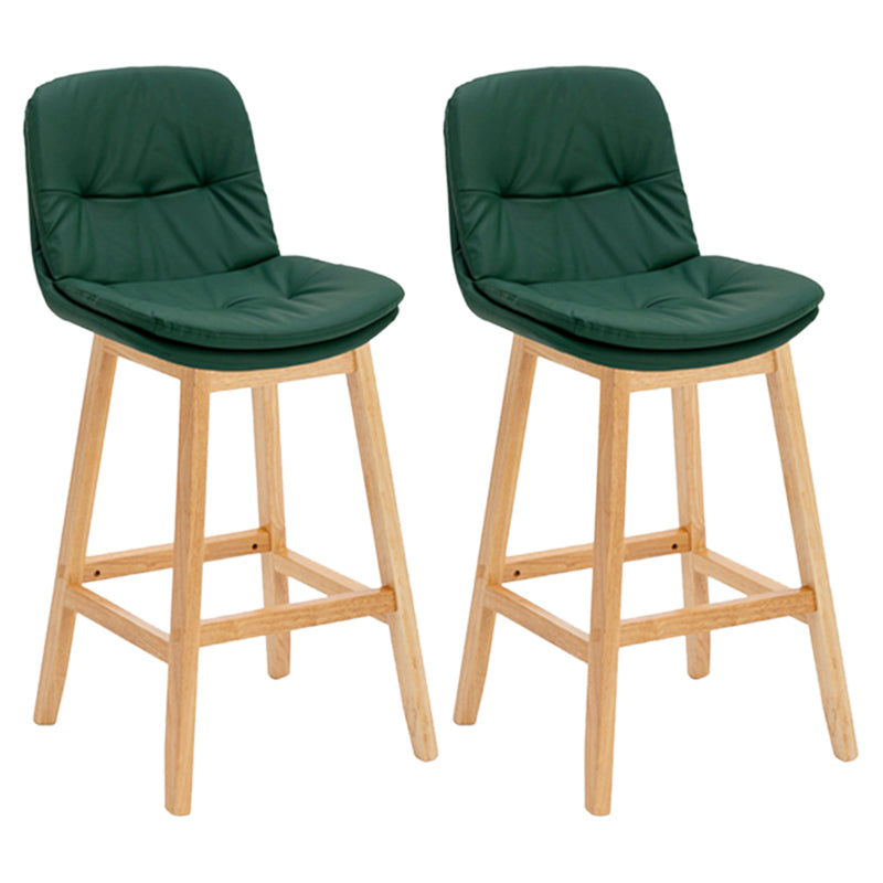 Contemporary Solid Wood Legs Faux Leather Counter Stools with Footrest