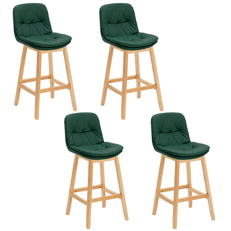 Contemporary Solid Wood Legs Faux Leather Counter Stools with Footrest