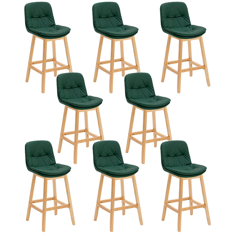 Contemporary Solid Wood Legs Faux Leather Counter Stools with Footrest