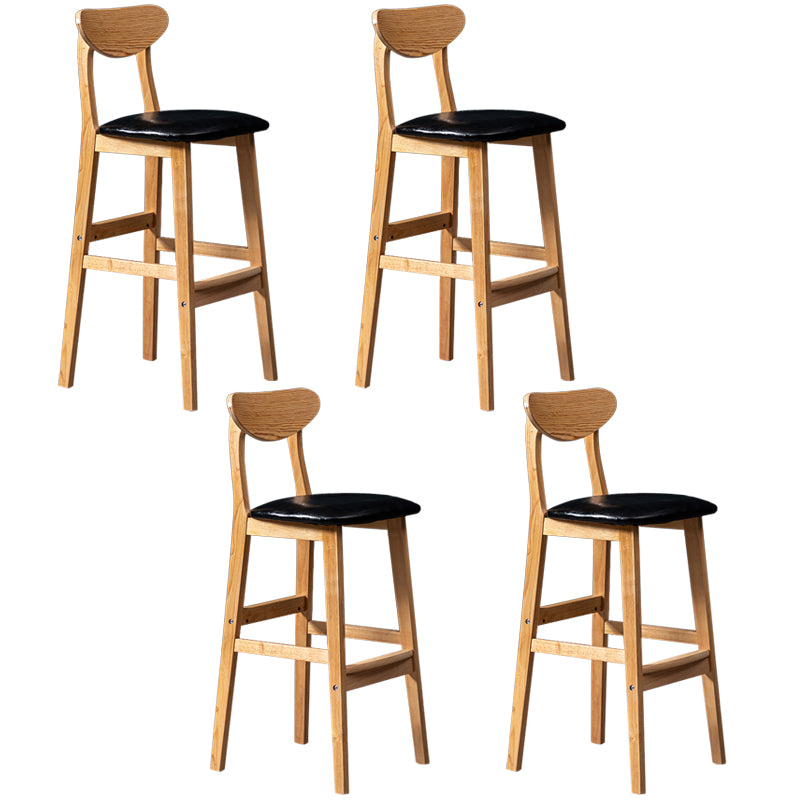 Modern Rubberwood Indoor Bar Stools Natural Finish with Backrest