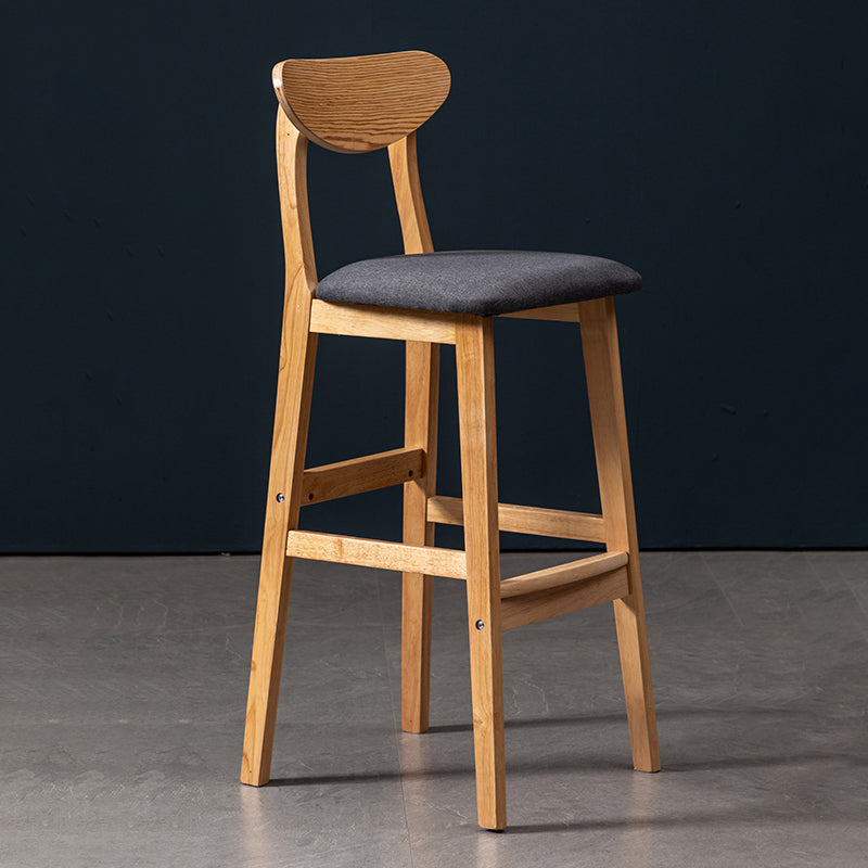 Modern Rubberwood Indoor Bar Stools Natural Finish with Backrest