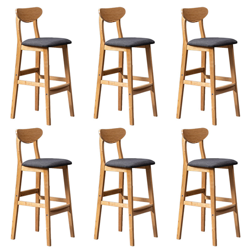 Modern Rubberwood Indoor Bar Stools Natural Finish with Backrest