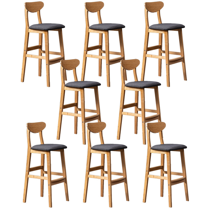 Modern Rubberwood Indoor Bar Stools Natural Finish with Backrest