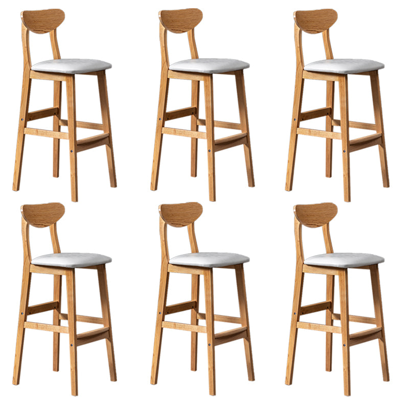 Modern Rubberwood Indoor Bar Stools Natural Finish with Backrest