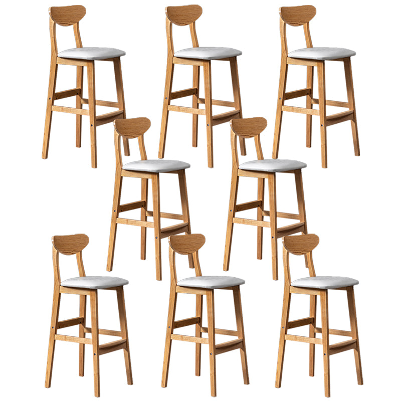 Modern Rubberwood Indoor Bar Stools Natural Finish with Backrest