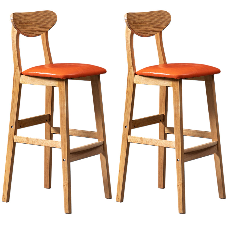 Modern Rubberwood Indoor Bar Stools Natural Finish with Backrest