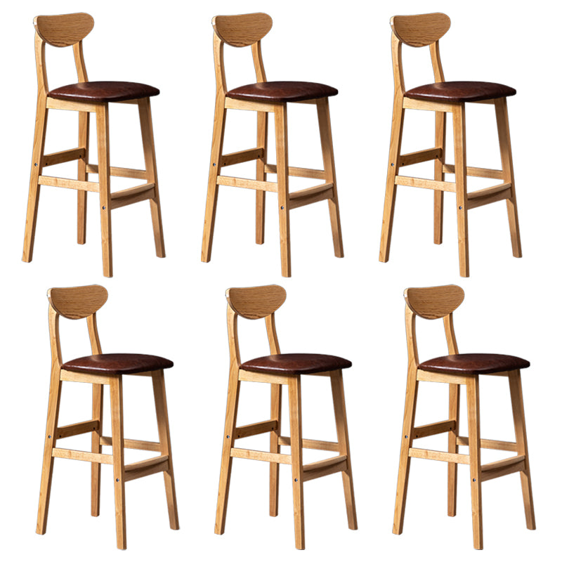 Modern Rubberwood Indoor Bar Stools Natural Finish with Backrest