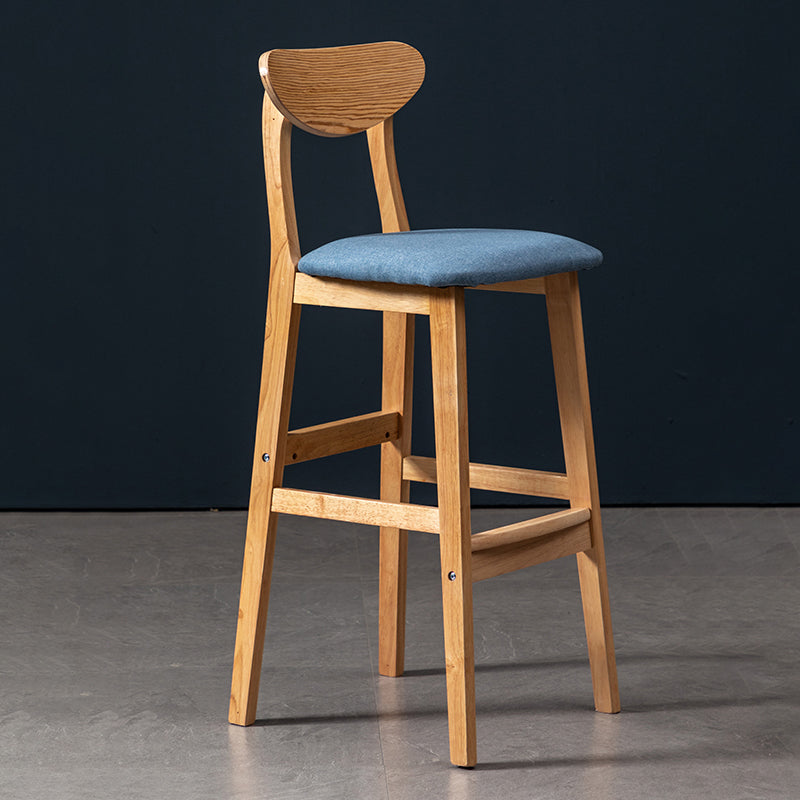 Modern Rubberwood Indoor Bar Stools Natural Finish with Backrest