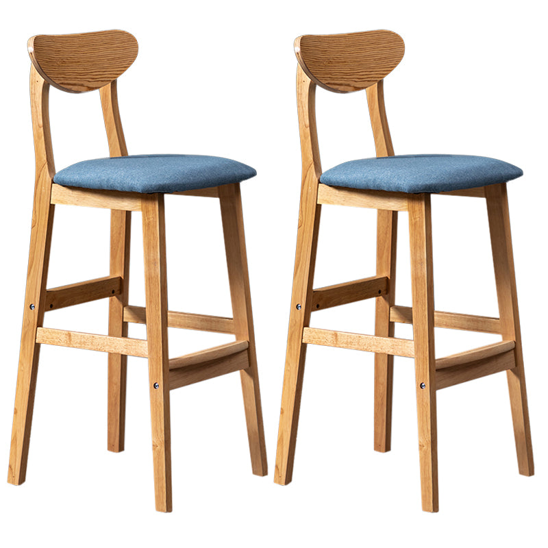 Modern Rubberwood Indoor Bar Stools Natural Finish with Backrest