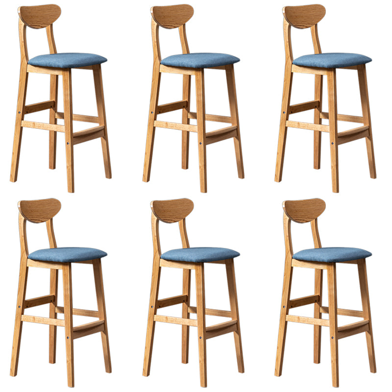 Modern Rubberwood Indoor Bar Stools Natural Finish with Backrest