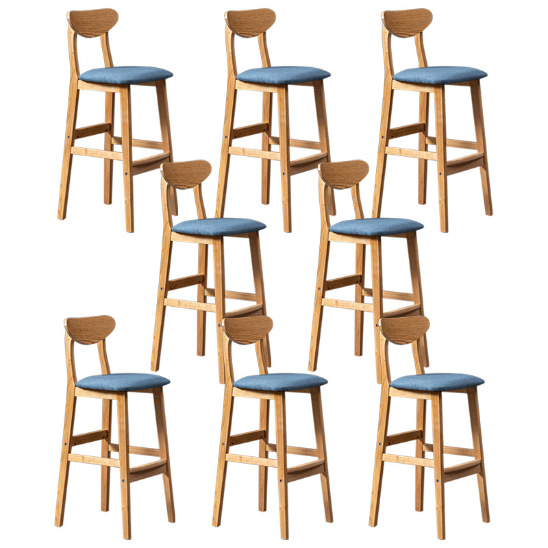 Modern Rubberwood Indoor Bar Stools Natural Finish with Backrest