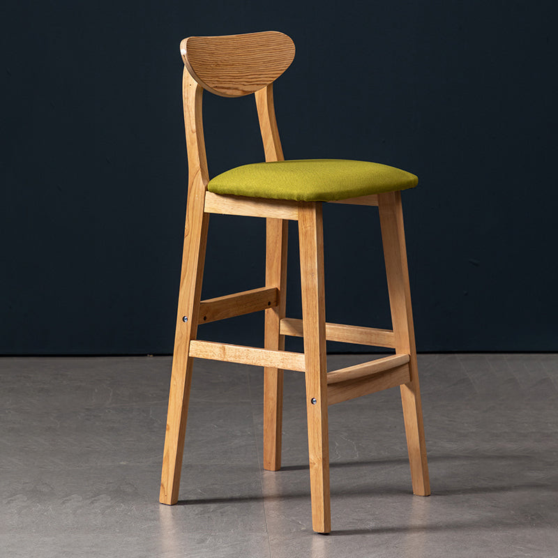 Modern Rubberwood Indoor Bar Stools Natural Finish with Backrest