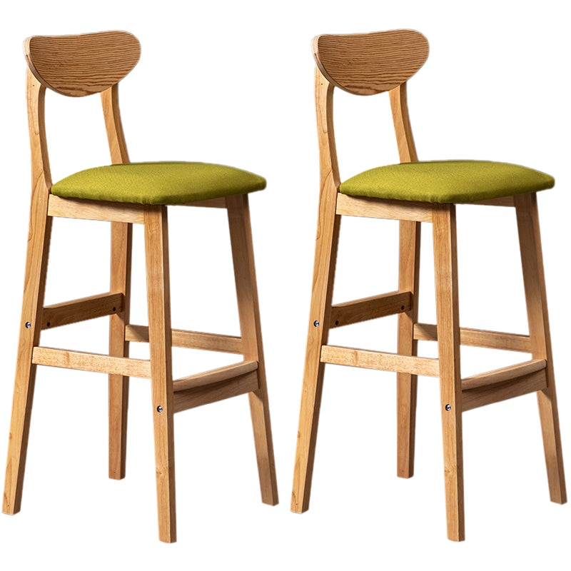 Modern Rubberwood Indoor Bar Stools Natural Finish with Backrest