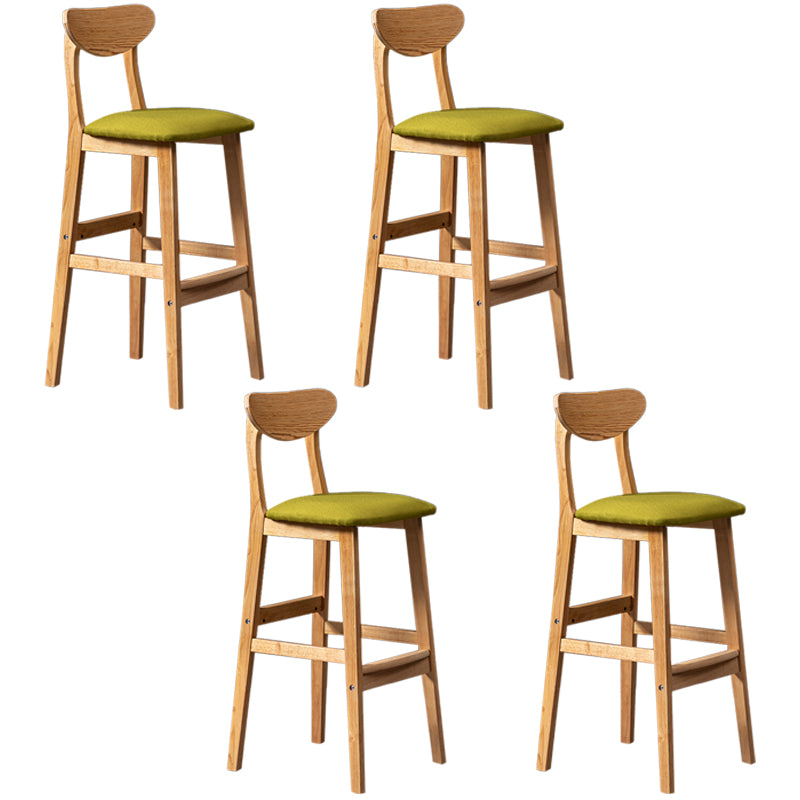 Modern Rubberwood Indoor Bar Stools Natural Finish with Backrest