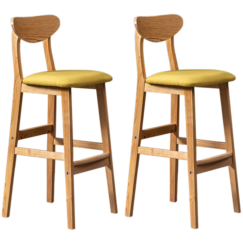 Modern Rubberwood Indoor Bar Stools Natural Finish with Backrest