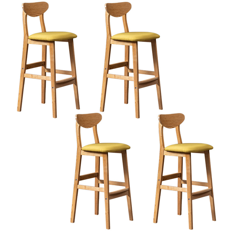 Modern Rubberwood Indoor Bar Stools Natural Finish with Backrest