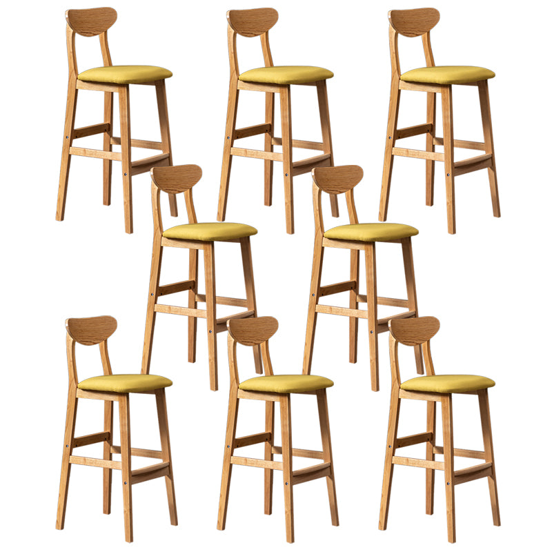 Modern Rubberwood Indoor Bar Stools Natural Finish with Backrest