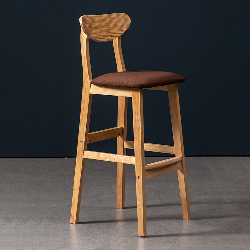 Modern Rubberwood Indoor Bar Stools Natural Finish with Backrest