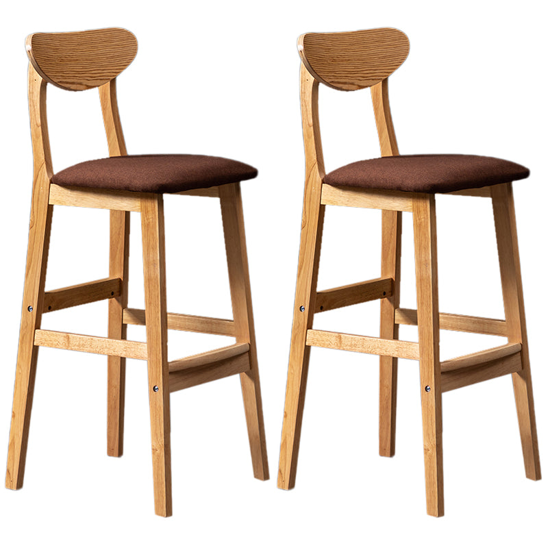 Modern Rubberwood Indoor Bar Stools Natural Finish with Backrest