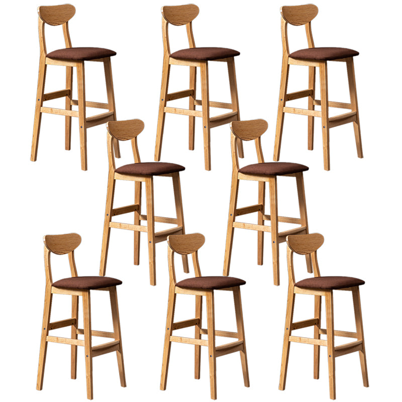 Modern Rubberwood Indoor Bar Stools Natural Finish with Backrest