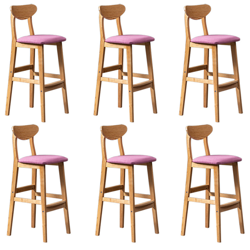 Modern Rubberwood Indoor Bar Stools Natural Finish with Backrest