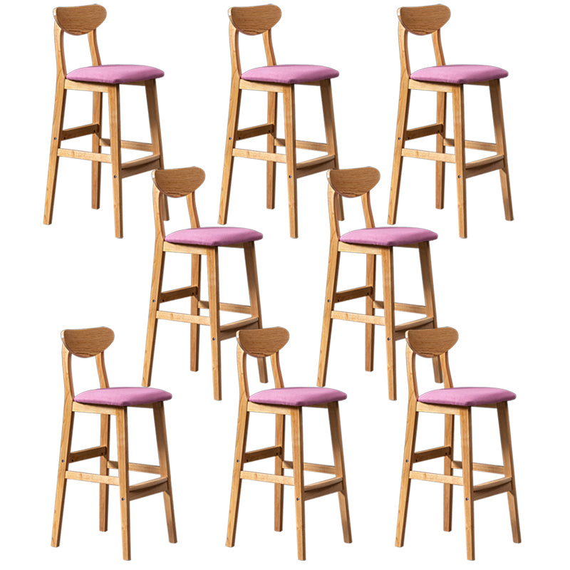 Modern Rubberwood Indoor Bar Stools Natural Finish with Backrest