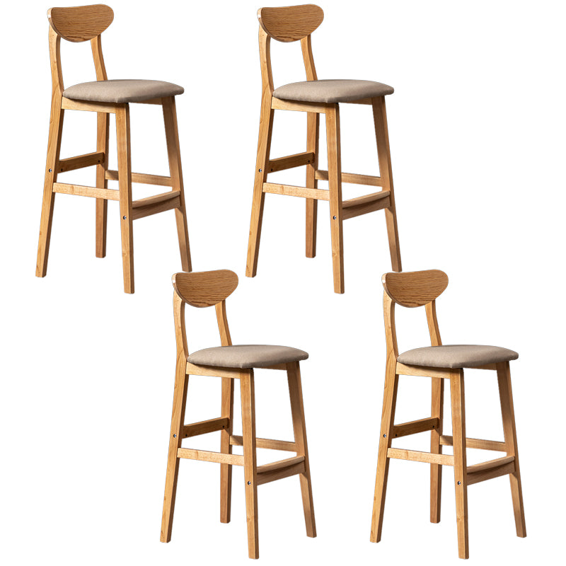 Modern Rubberwood Indoor Bar Stools Natural Finish with Backrest