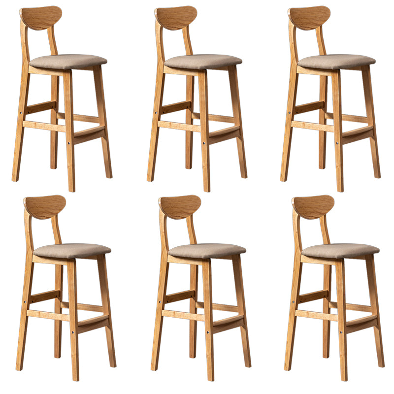 Modern Rubberwood Indoor Bar Stools Natural Finish with Backrest