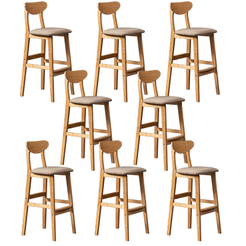 Modern Rubberwood Indoor Bar Stools Natural Finish with Backrest