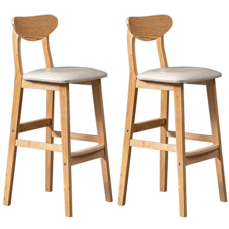 Modern Rubberwood Indoor Bar Stools Natural Finish with Backrest