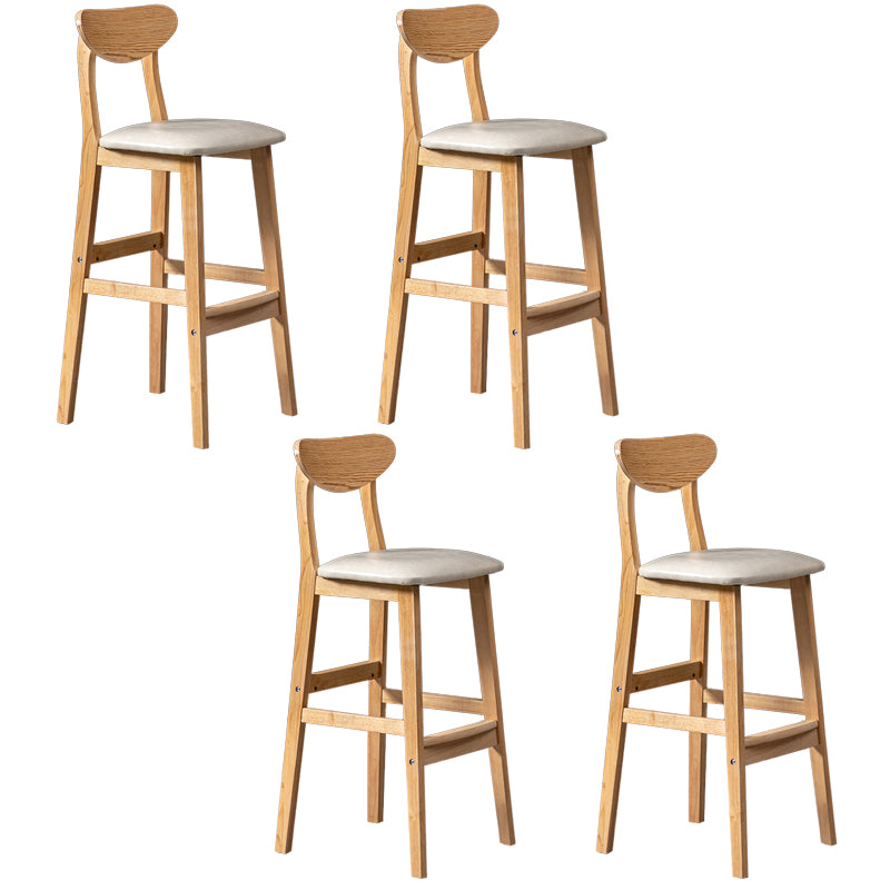 Modern Rubberwood Indoor Bar Stools Natural Finish with Backrest