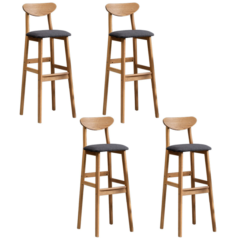 Modern Rubberwood Indoor Bar Stools Natural Finish with Backrest