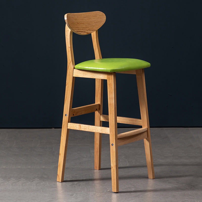 Modern Rubberwood Indoor Bar Stools Natural Finish with Backrest