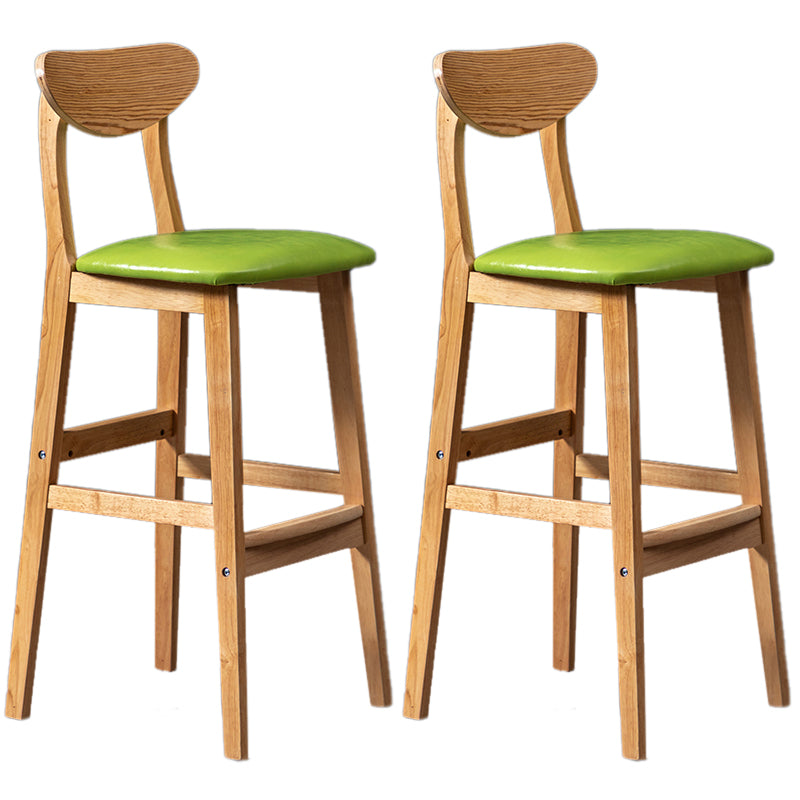 Modern Rubberwood Indoor Bar Stools Natural Finish with Backrest