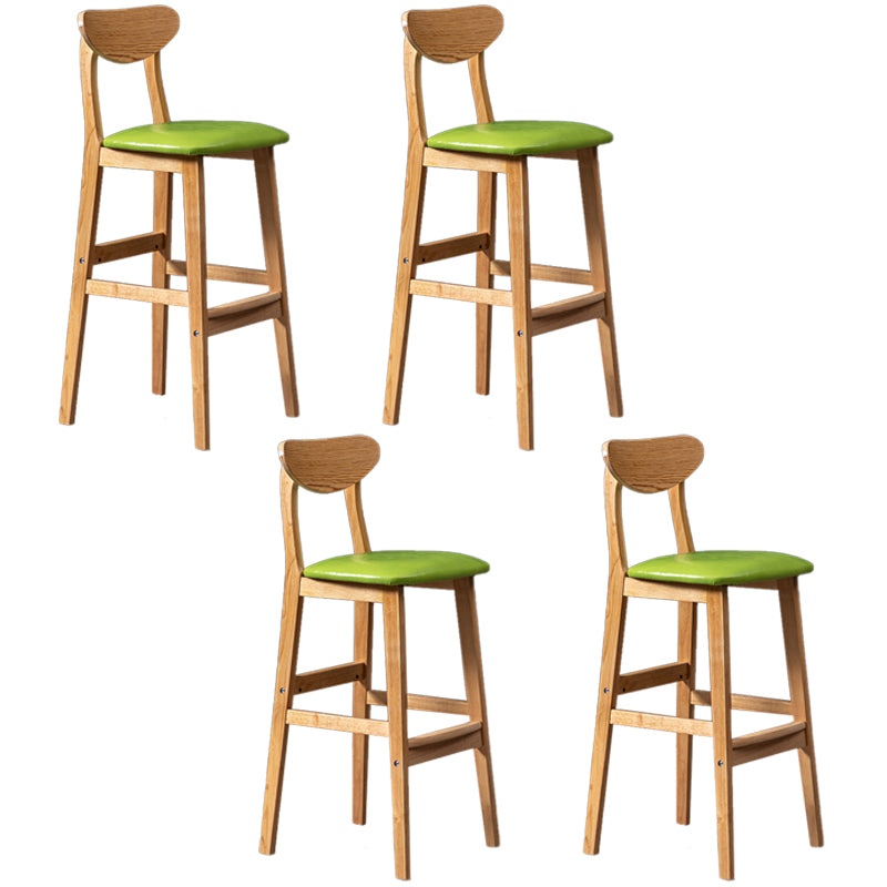 Modern Rubberwood Indoor Bar Stools Natural Finish with Backrest